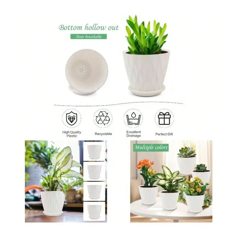Inch Indoor Pots Plants, 5 Pack With Drainage Holes Tray Saucers, Multi Color Plastic Planters, Small Pots Indoor Plants White
Inch Indoor Pots Plants, 5 Pack With Drainage Holes Tray Saucers, Multi Color Plastic Planters, Small Pots Indoor Plants White
