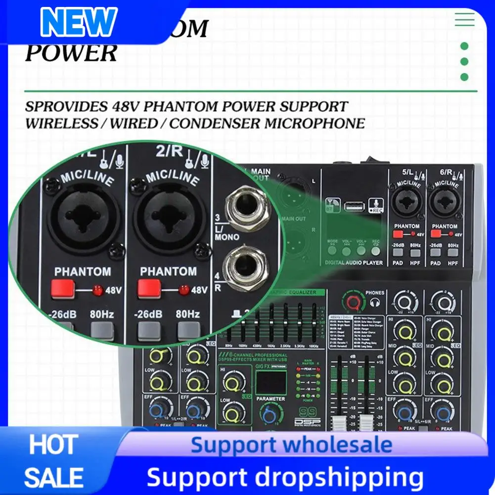 Optimal Professional Audio Mixer 6 Channel Built-In 99DSP 7-Segment Balanced Effect Bluetooth Support Recording Mixer
Optimal Professional Audio Mixer 6 Channel Built-In 99DSP 7-Segment Balanced Effect Bluetooth Support Recording Mixer