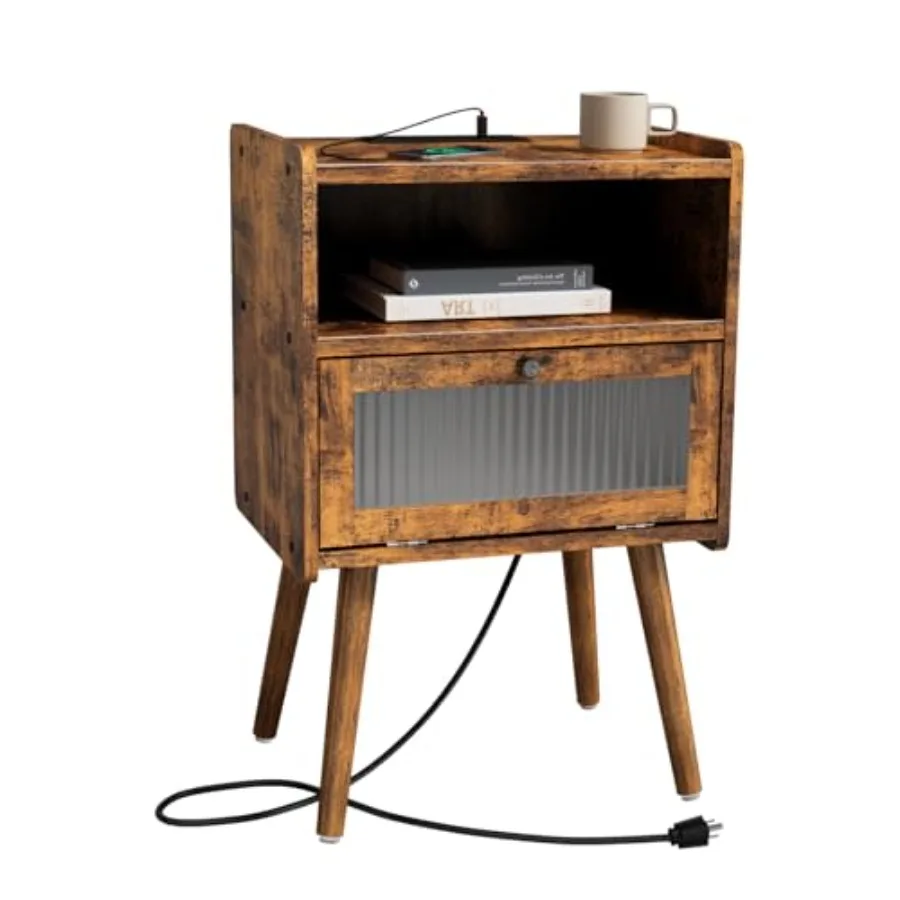Mid Century Modern Nightstand with Charging Station Bedside Tables with Glass Door End Table Side Table with 2 Tiers Storage Sp
Mid Century Modern Nightstand with Charging Station Bedside Tables with Glass Door End Table Side Table with 2 Tiers Storage Sp