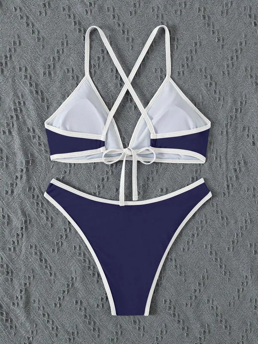 Sporty Triangle Bikini Set With Contrasting Trim For Swimming And Casual Wear
Sporty Triangle Bikini Set With Contrasting Trim For Swimming And Casual Wear