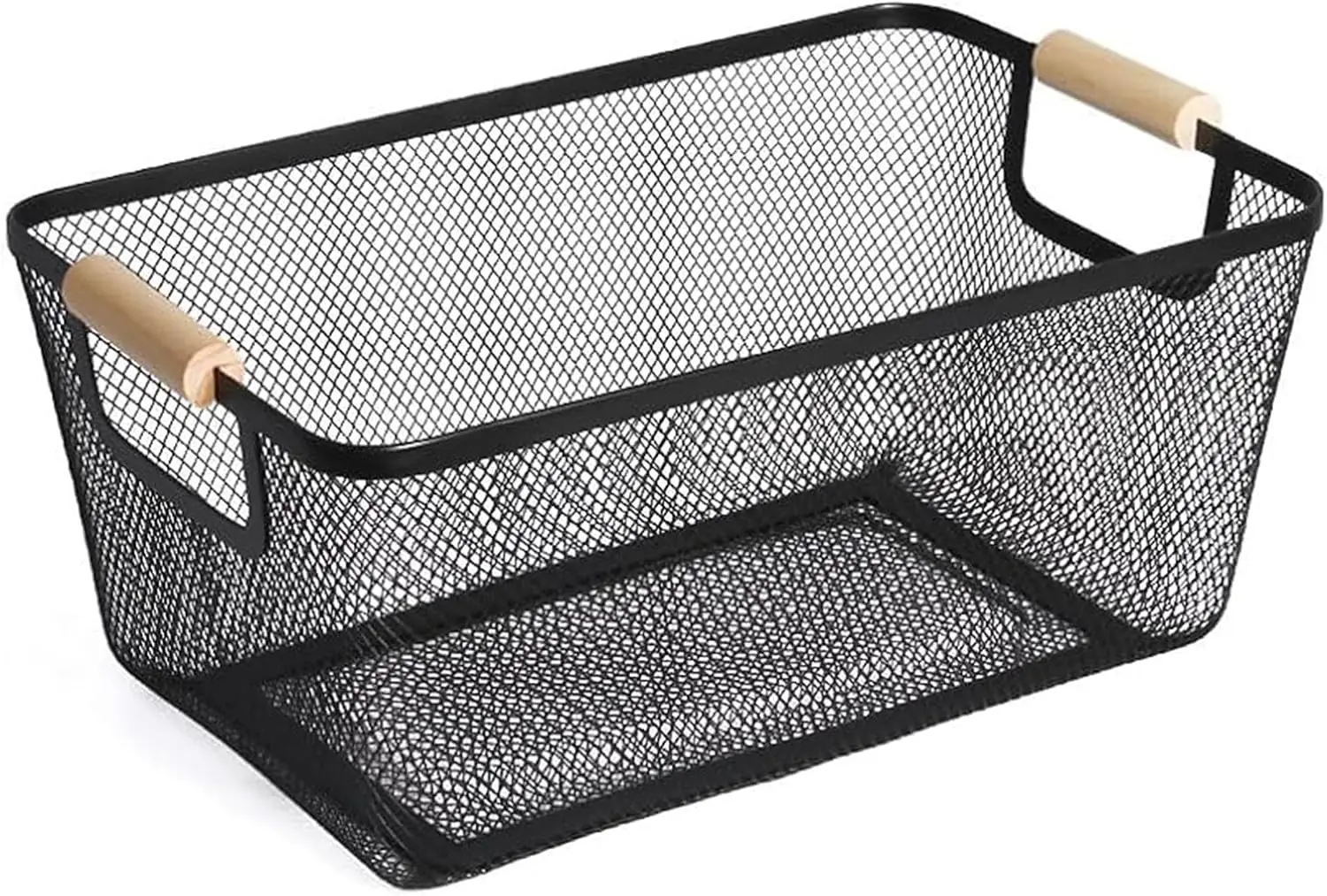 Metal Mesh Wire Storage Basket with Wood Handle, 12x7.9x5.1 Inch, Rectangle Black, for Kitchen Bathroom Pantry
Metal Mesh Wire Storage Basket with Wood Handle, 12x7.9x5.1 Inch, Rectangle Black, for Kitchen Bathroom Pantry