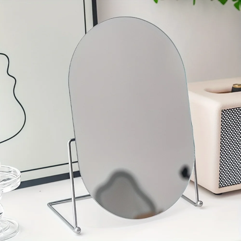 Oval Tabletop Vanity Mirror, 1pc Nordic Style Iron Art Makeup Mirror, Portable Desk Counter Top Mirror for Office, Bathroom Shav
Oval Tabletop Vanity Mirror, 1pc Nordic Style Iron Art Makeup Mirror, Portable Desk Counter Top Mirror for Office, Bathroom Shav