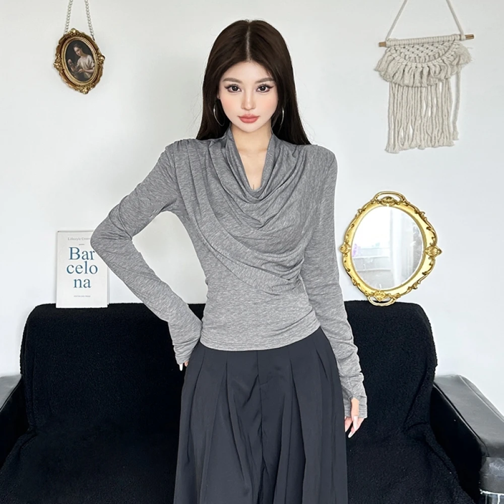 SylCue повседневные модные футболки женские осенние трендовые рюши с откидным воротником и длинными рукавами узкие эластичные повседневные повседневные топы в простом стиле
SylCue повседневные модные футболки женские осенние трендовые рюши с откидным воротником и длинными рукавами узкие эластичные повседневные повседневные топы в простом стиле