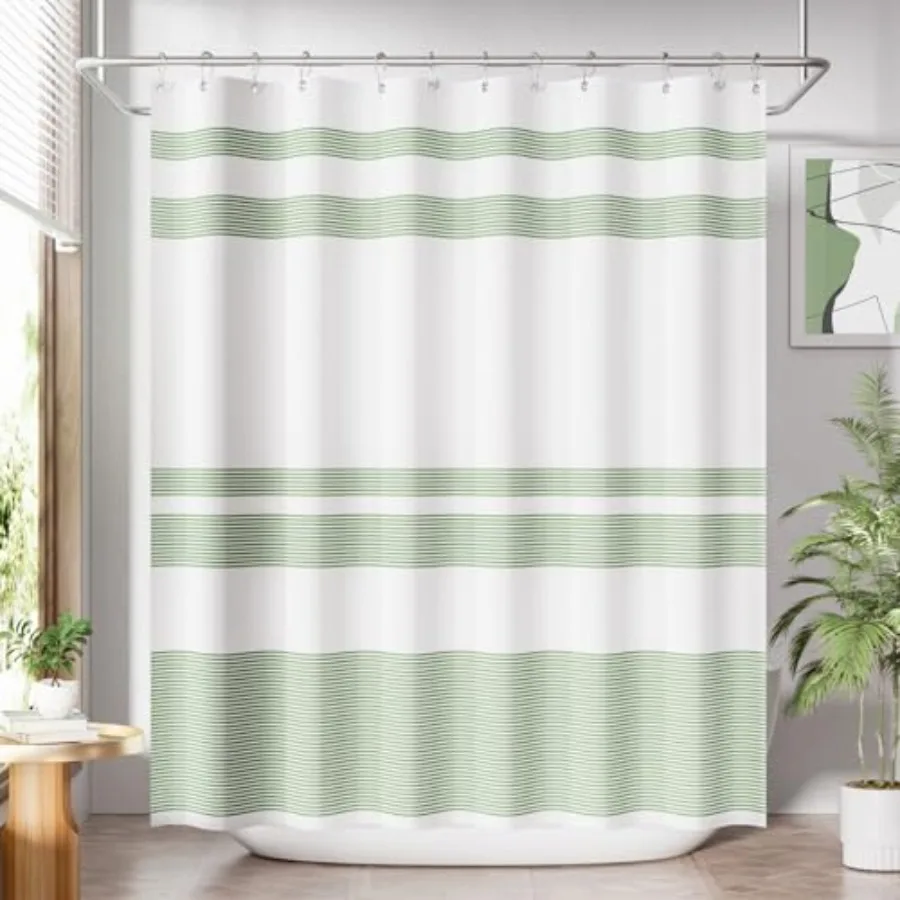 Shower Curtain, Washable Cloth Sage Green with 12 Shower Curtain Hooks, Fabric Green and White Striped Set, Farmhouse Bathroom
Shower Curtain, Washable Cloth Sage Green with 12 Shower Curtain Hooks, Fabric Green and White Striped Set, Farmhouse Bathroom