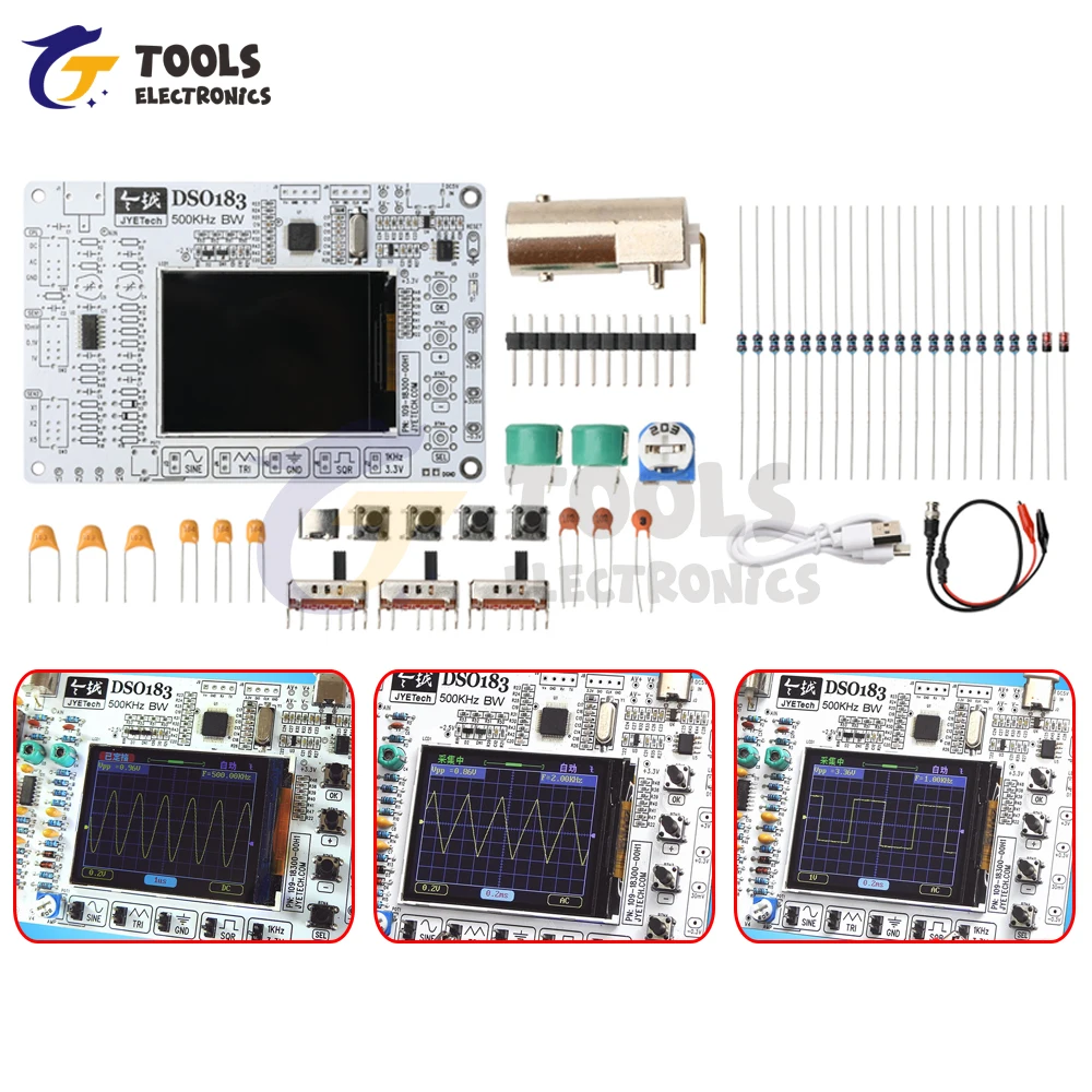 DC 5V DSO183 Digital Oscilloscope DIY Kit 0-500KHz TypeC Interface Teaching Practical Training Electronic Production Loose Parts
DC 5V DSO183 Digital Oscilloscope DIY Kit 0-500KHz TypeC Interface Teaching Practical Training Electronic Production Loose Parts