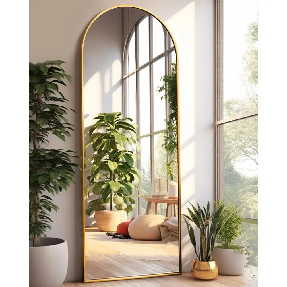 Gold Arched Full-Length Mirror, 18x58 inches, Suitable for Wall or Floor Mounting, Ideal for Bedroom Use
Gold Arched Full-Length Mirror, 18x58 inches, Suitable for Wall or Floor Mounting, Ideal for Bedroom Use