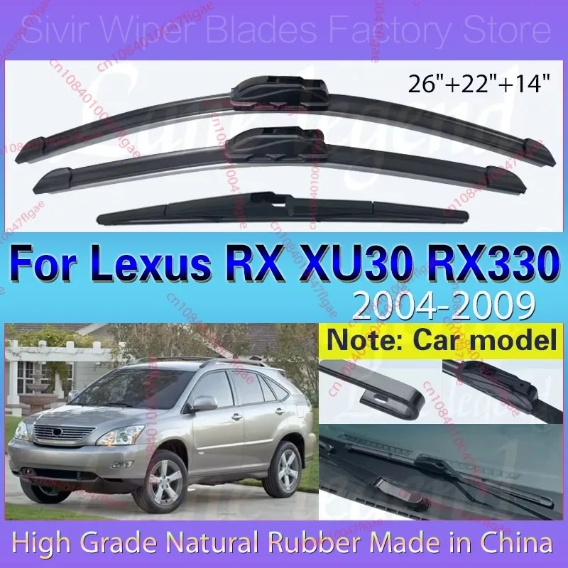 For Lexus RX XU30 RX330 2004-2009 Wiper Front Rear Wiper Blades Windshield Windscreen Window Brushes Car Accessories 26"+22"+14"
For Lexus RX XU30 RX330 2004-2009 Wiper Front Rear Wiper Blades Windshield Windscreen Window Brushes Car Accessories 26"+22"+14"