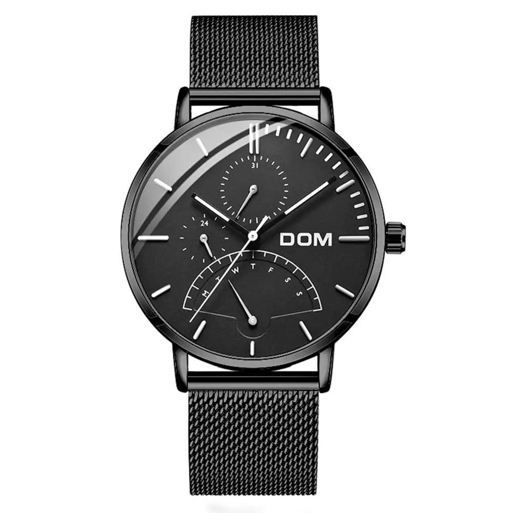 DOM Men Watches Luxury Brand Multi Function Mens Sport Quartz Watch Waterproof Leather Black Wrist Watch Men Clock Fashion
DOM Men Watches Luxury Brand Multi Function Mens Sport Quartz Watch Waterproof Leather Black Wrist Watch Men Clock Fashion