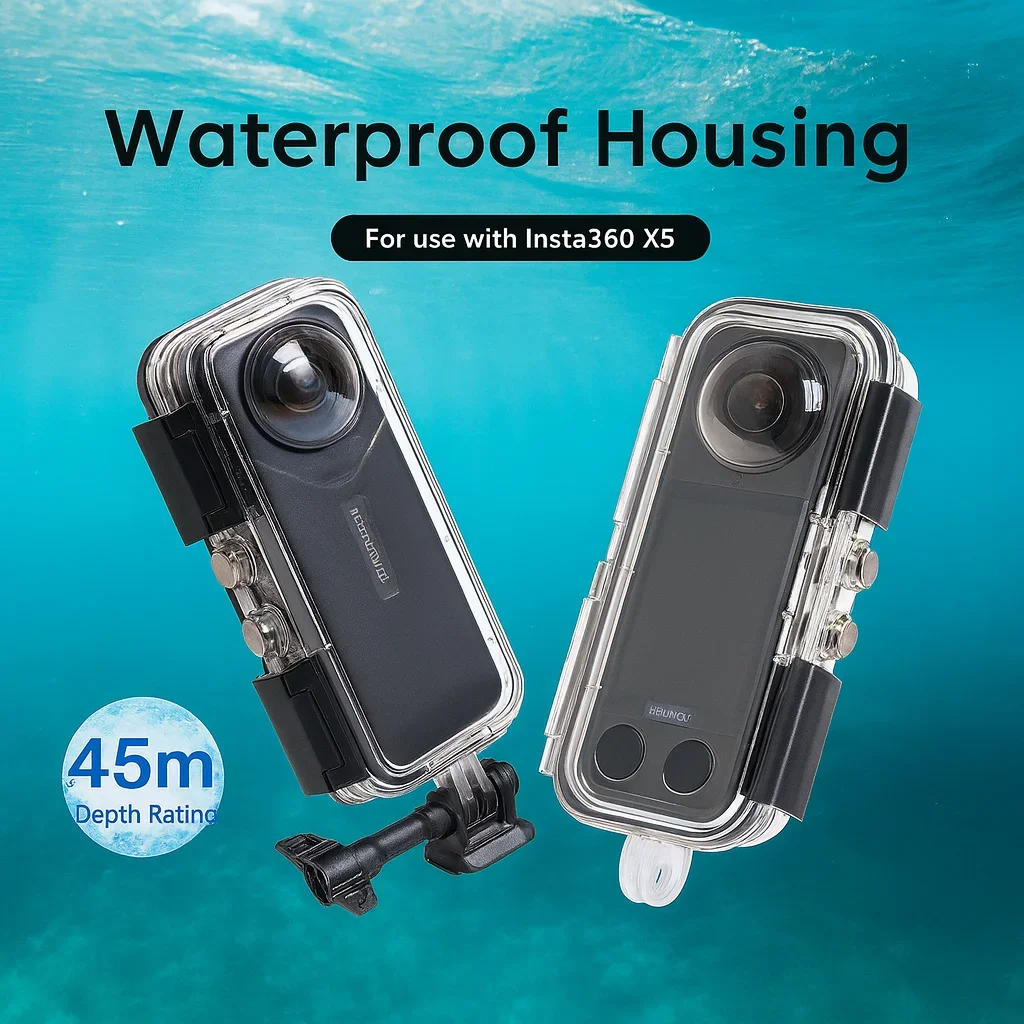 For Insta360 X5 Invisible Dive Case 60 M Underwater Waterproof Housing Protective Shell Panoramic Sports Camera Accessories
For Insta360 X5 Invisible Dive Case 60 M Underwater Waterproof Housing Protective Shell Panoramic Sports Camera Accessories 