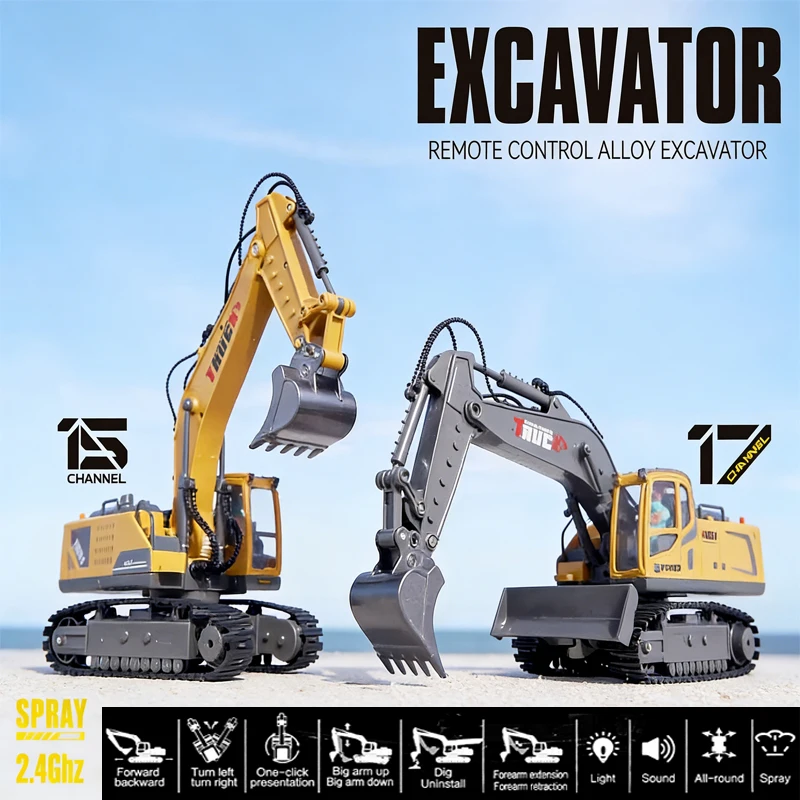 High-quality 15/17 CH Alloy Remote Control Excavator 2.4G RC Crawler Engineering Vehicle Toy for Kids Christmas Birthday Gift
High-quality 15/17 CH Alloy Remote Control Excavator 2.4G RC Crawler Engineering Vehicle Toy for Kids Christmas Birthday Gift