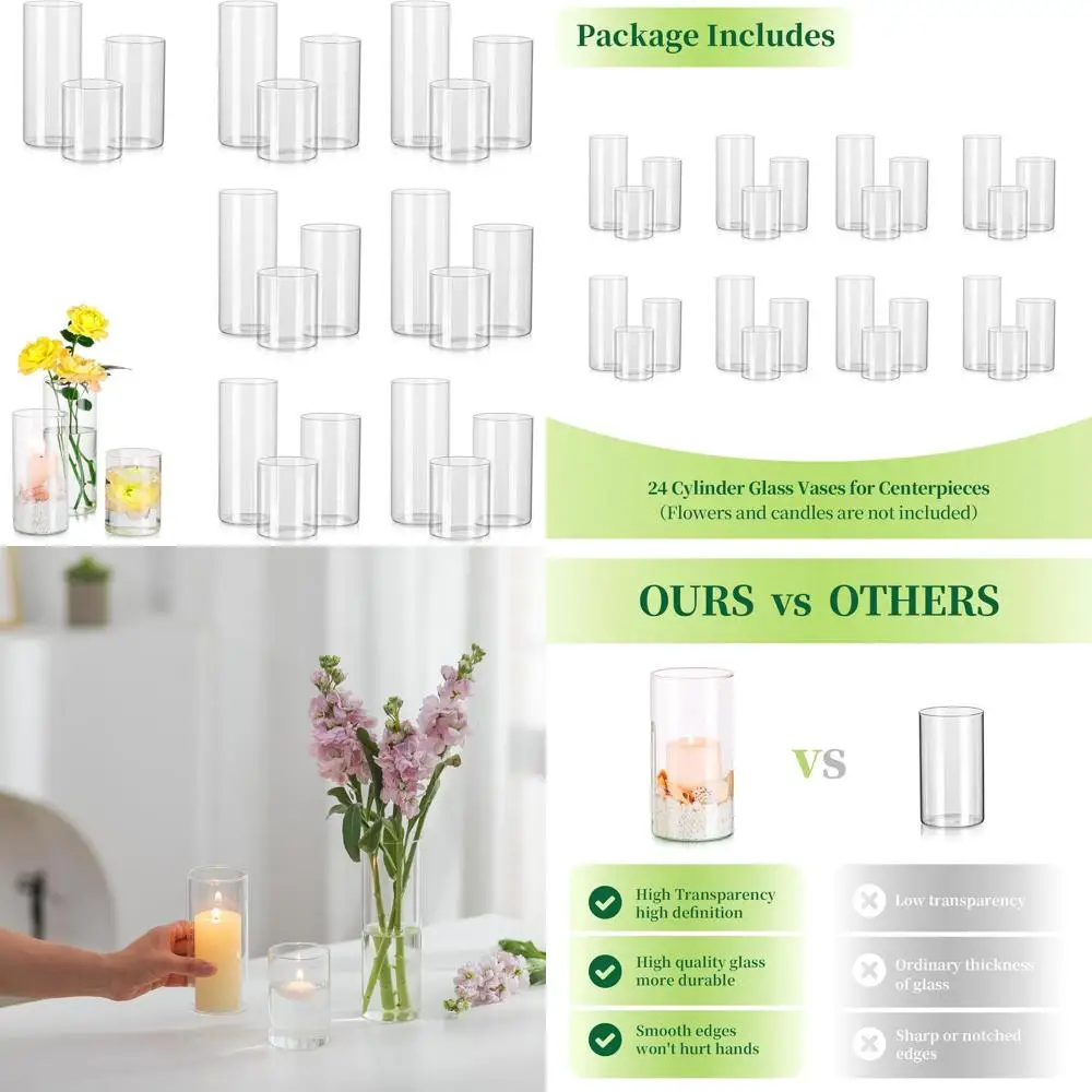 Набор из 24 цилиндрических ваз из прозрачного стекла диаметром 2,6 идеально подходит для свадебных центральных элементов, свечей на столбе и декора стола.
Набор из 24 цилиндрических ваз из прозрачного стекла диаметром 2,6 идеально подходит для свадебных центральных элементов, свечей на столбе и декора стола.