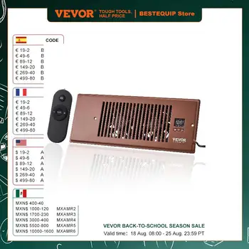 VEVOR Booster Fan 4x12in Duct Fan 100CFM 10 Adjustable Speeds with LCD Smart Controller for Wall and Floor