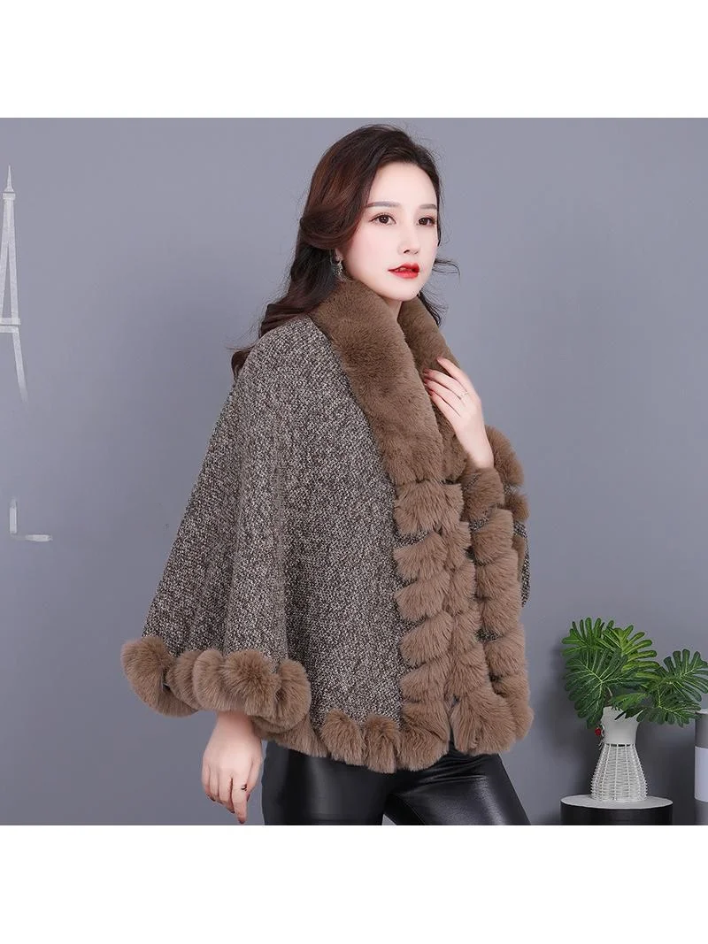 2025 New Women's Knitted Faux Fur Shawl Coat Warm Pure Color Fur Pelt European Style Outerwear Fashionable Casual Coat
2025 New Women's Knitted Faux Fur Shawl Coat Warm Pure Color Fur Pelt European Style Outerwear Fashionable Casual Coat