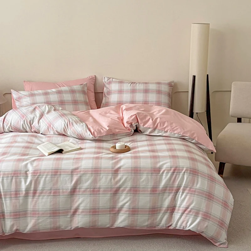 Pink Plaid Duvet Cover Striped Printed Japanese Style funda nórdica Single/Queen Skin-friendly funda nordica 160cama Quilt Cover
Pink Plaid Duvet Cover Striped Printed Japanese Style funda nórdica Single/Queen Skin-friendly funda nordica 160cama Quilt Cover