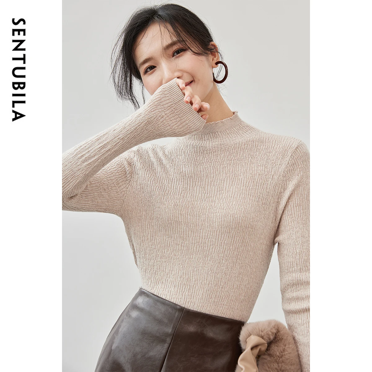 SENTUBILA Women's Wool Pullover Autumn 2025 Straight Mock Neck Long Sleeve Solid Knit Top Comfort Casual Basic Sweater W43E56559
SENTUBILA Women's Wool Pullover Autumn 2025 Straight Mock Neck Long Sleeve Solid Knit Top Comfort Casual Basic Sweater W43E56559