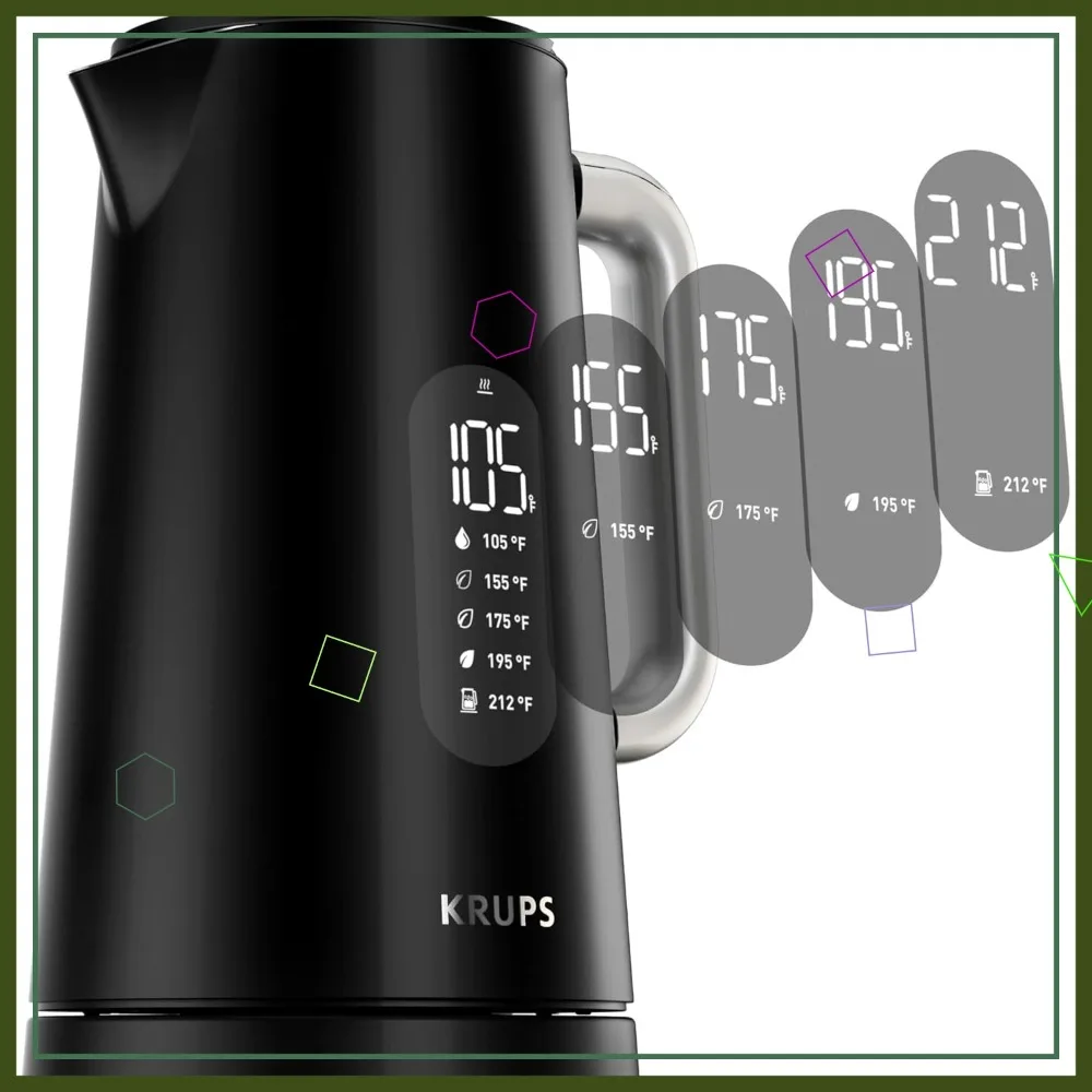 Smart Temp Electric Kettle: 1.7L, 5 Precise Settings, Digital Display, Cool-Touch Exterior, Cordless
Smart Temp Electric Kettle: 1.7L, 5 Precise Settings, Digital Display, Cool-Touch Exterior, Cordless