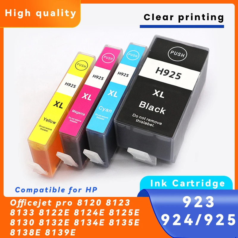 Compatible for hp924 XL 925 924 923 HP Officejet Pro 8134E 8132E 8130 8125E 8124E 8122E 8133 8123 8120 For ink Cartridges 4Color
Compatible for hp924 XL 925 924 923 HP Officejet Pro 8134E 8132E 8130 8125E 8124E 8122E 8133 8123 8120 For ink Cartridges 4Color