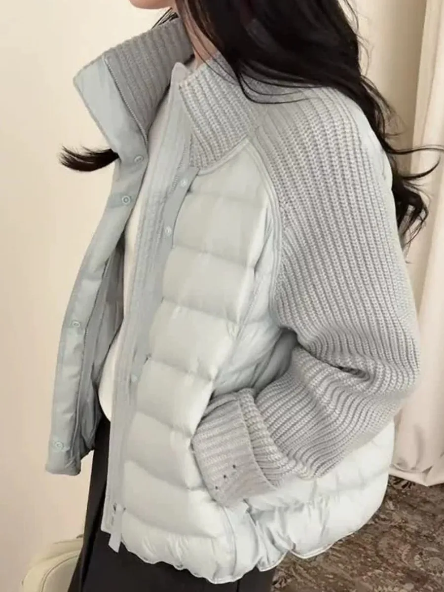 Faionable Winter Knitted Stand Collar Patchwork Cotton Jaet Women's Korean Sle Warm ort Design Versatile Outerwear
Faionable Winter Knitted Stand Collar Patchwork Cotton Jaet Women's Korean Sle Warm ort Design Versatile Outerwear