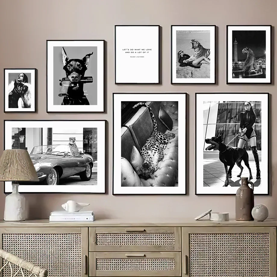 Black White Posters And Prints Doberman Tiger Leopard Fashion Girl Wall Art Canvas Painting Wall Pictures For Living Room Decor
Black White Posters And Prints Doberman Tiger Leopard Fashion Girl Wall Art Canvas Painting Wall Pictures For Living Room Decor