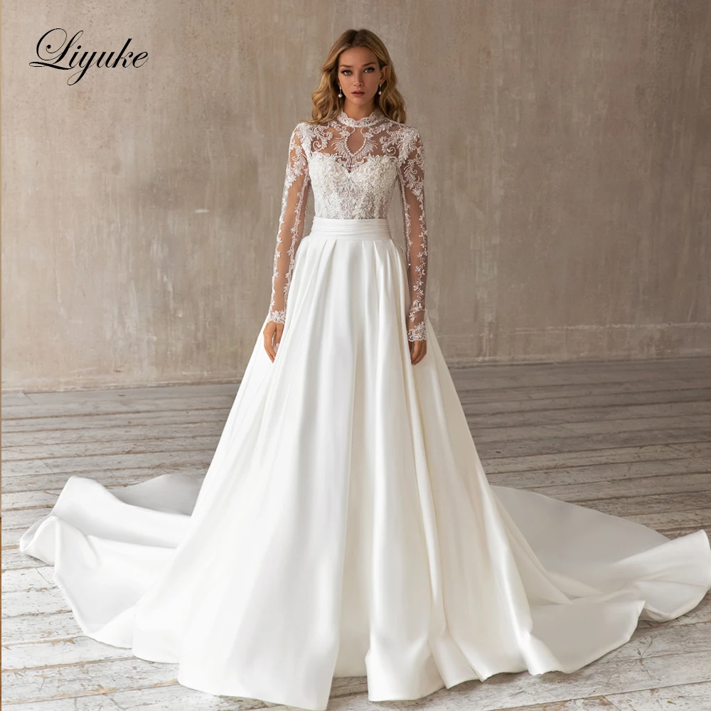 Liyuke High Quality 2 In 1 Bride Dress Beaded Embroidery Appliques Lace Backless Full Sleeves Trumpet Wedding Gowns
Liyuke High Quality 2 In 1 Bride Dress Beaded Embroidery Appliques Lace Backless Full Sleeves Trumpet Wedding Gowns