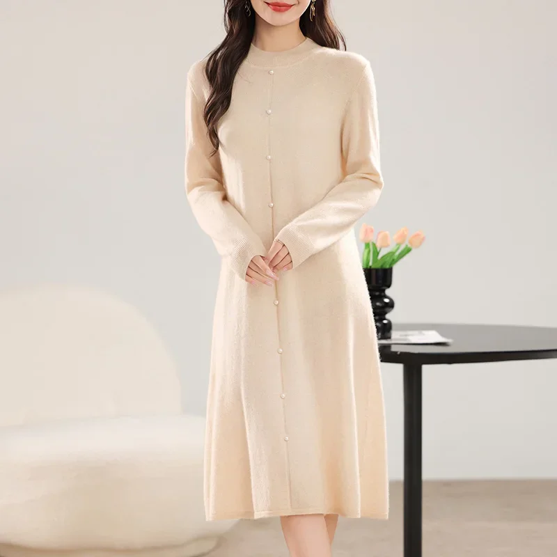 Осень/зима, платье из 100% чистой шерсти, женская длинная юбка с высоким воротником, вязаный нижний свитер, длинная юбка XQ351
Осень/зима, платье из 100% чистой шерсти, женская длинная юбка с высоким воротником, вязаный нижний свитер, длинная юбка XQ351