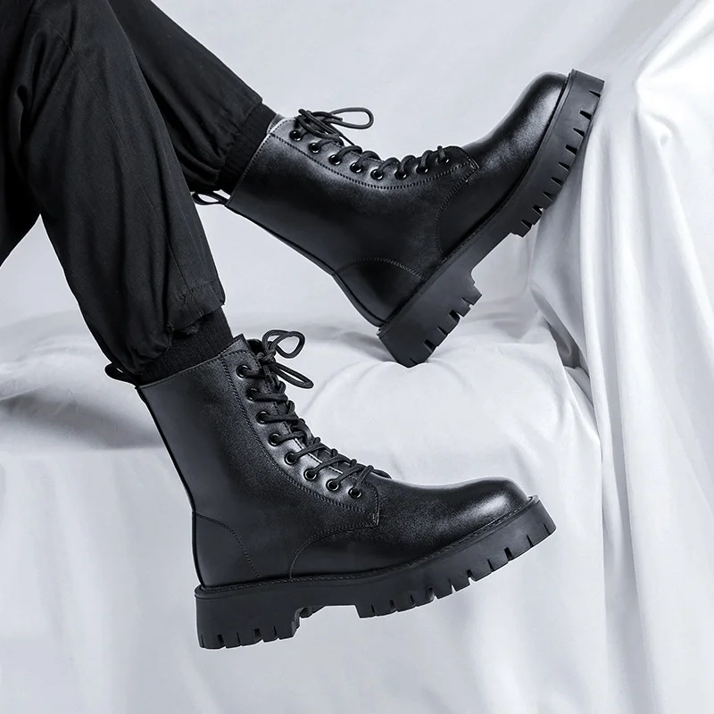 mens fashion original leather boots black tide platform shoes lace-up high motorcycle boot party prom dress long botas masculina
mens fashion original leather boots black tide platform shoes lace-up high motorcycle boot party prom dress long botas masculina