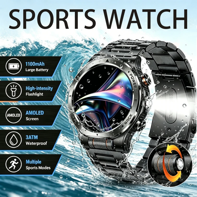 Sports Watch 100+ Sports Mode 3ATM Waterproof Health Monitoring Blood Oxygen Monitoring Bluetooth Call Music Control Smart Watch
Sports Watch 100+ Sports Mode 3ATM Waterproof Health Monitoring Blood Oxygen Monitoring Bluetooth Call Music Control Smart Watch