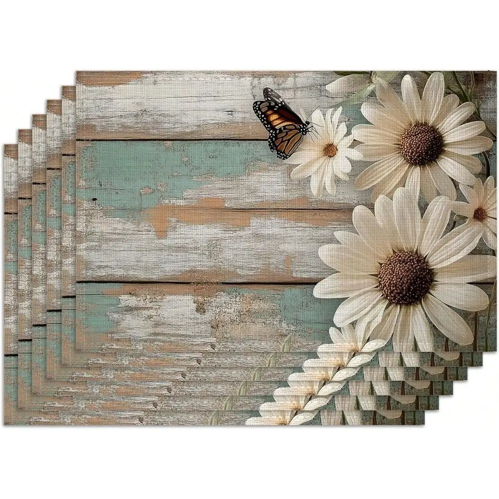 Daisy Flower Table Placemats,Rustic Wood Plank Heat Resistant Placemats, Set Of 6 Washable NonSlip Table Mats For Dining Home K
Daisy Flower Table Placemats,Rustic Wood Plank Heat Resistant Placemats, Set Of 6 Washable NonSlip Table Mats For Dining Home K