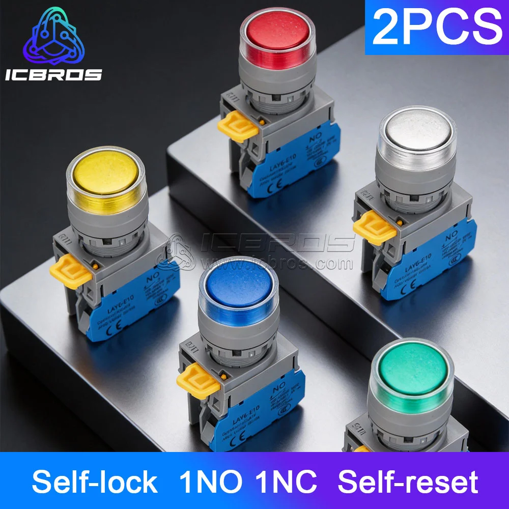 2pcs Button Switch Light LAY6F-10D Metal Press Type LED Self-Locking Reset Point With Protective Cover 22mm
2pcs Button Switch Light LAY6F-10D Metal Press Type LED Self-Locking Reset Point With Protective Cover 22mm