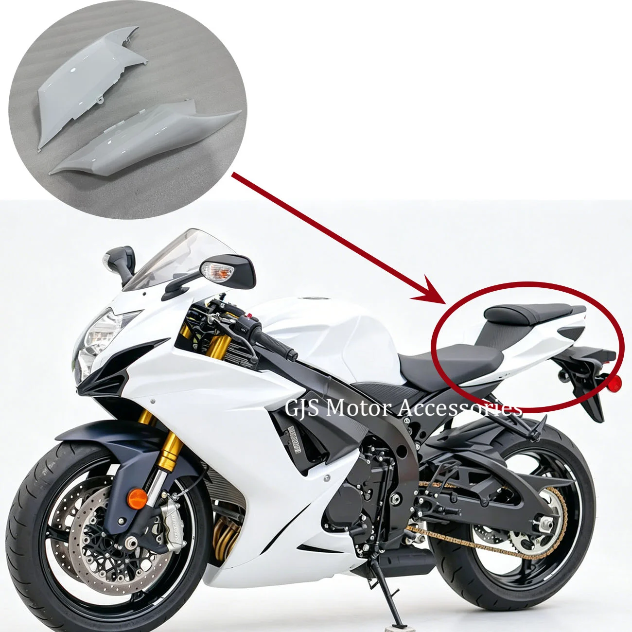 Motorcycle Rear Tail Section Seat Cowl Fairing Cover Left & Right Side fit for GSX600/750 Small R, Medium R, Large R
Motorcycle Rear Tail Section Seat Cowl Fairing Cover Left & Right Side fit for GSX600/750 Small R, Medium R, Large R
