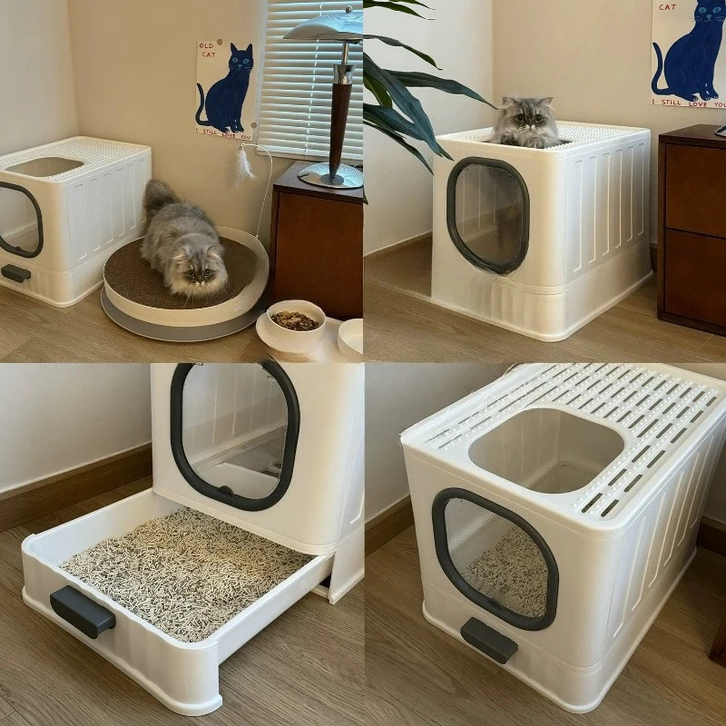 Enclosed Cat Litter Box with Pull Out Drawer Large Anti-Splash Odor Control Litter Tray Closed Kitty Litter Box for Indoor Use
Enclosed Cat Litter Box with Pull Out Drawer Large Anti-Splash Odor Control Litter Tray Closed Kitty Litter Box for Indoor Use