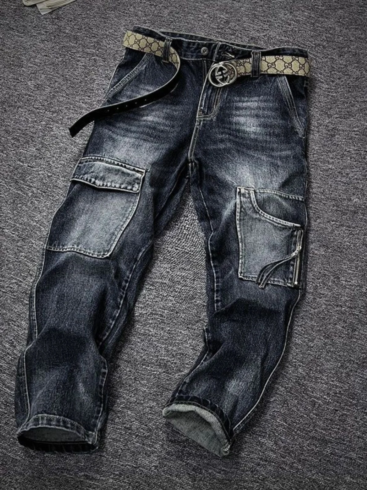 American High Street Loose Men's Jeans Motorcycle Riding Workwear Pants Youth Trendy Casual Straight Leg Trousers
American High Street Loose Men's Jeans Motorcycle Riding Workwear Pants Youth Trendy Casual Straight Leg Trousers