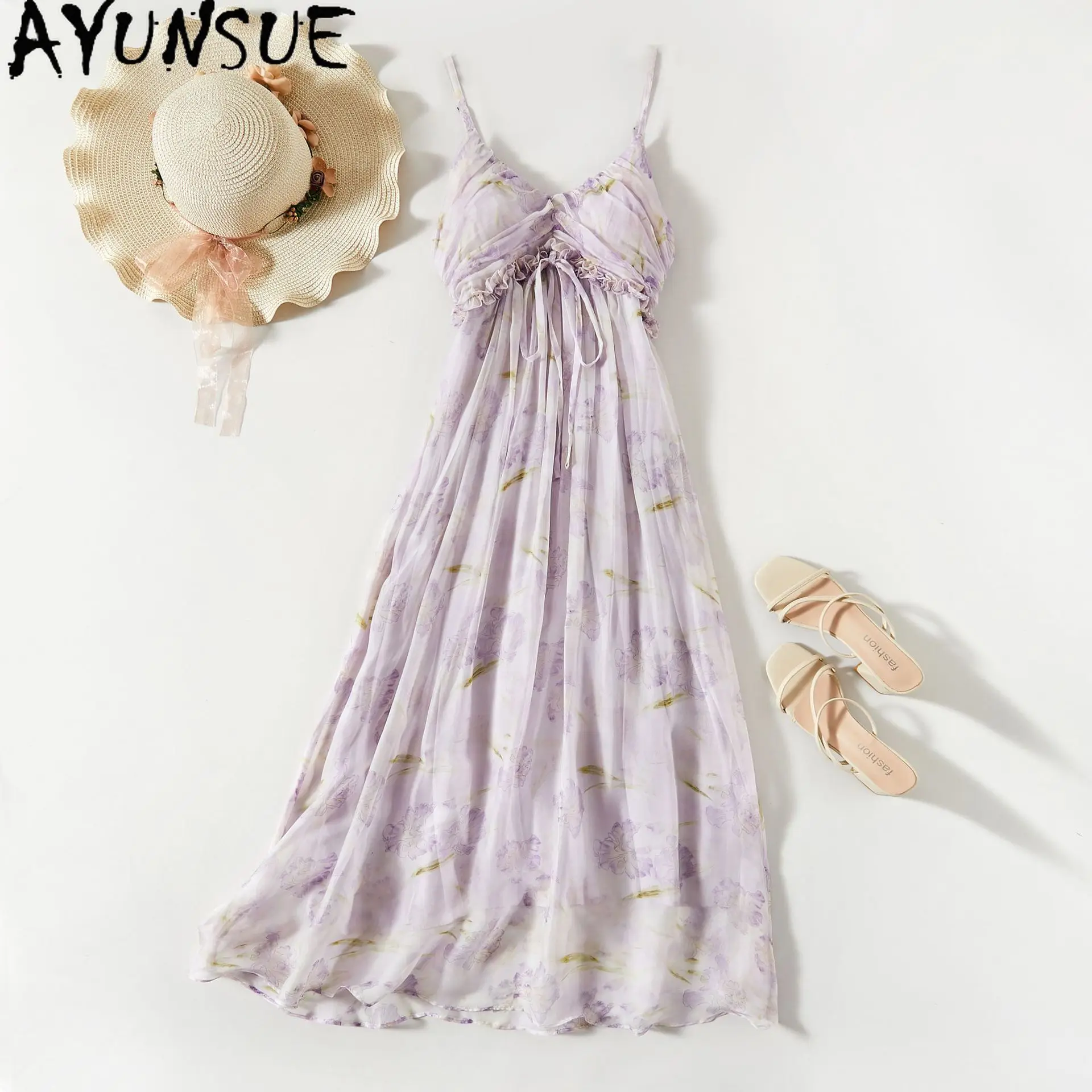 AYUNSUE 100% Mulberry Silk Slip Dresses for Woman Vacation Style Long Dress Woman Clothes 2025 Summer Elegant Dress Jupe Femmes
AYUNSUE 100% Mulberry Silk Slip Dresses for Woman Vacation Style Long Dress Woman Clothes 2025 Summer Elegant Dress Jupe Femmes