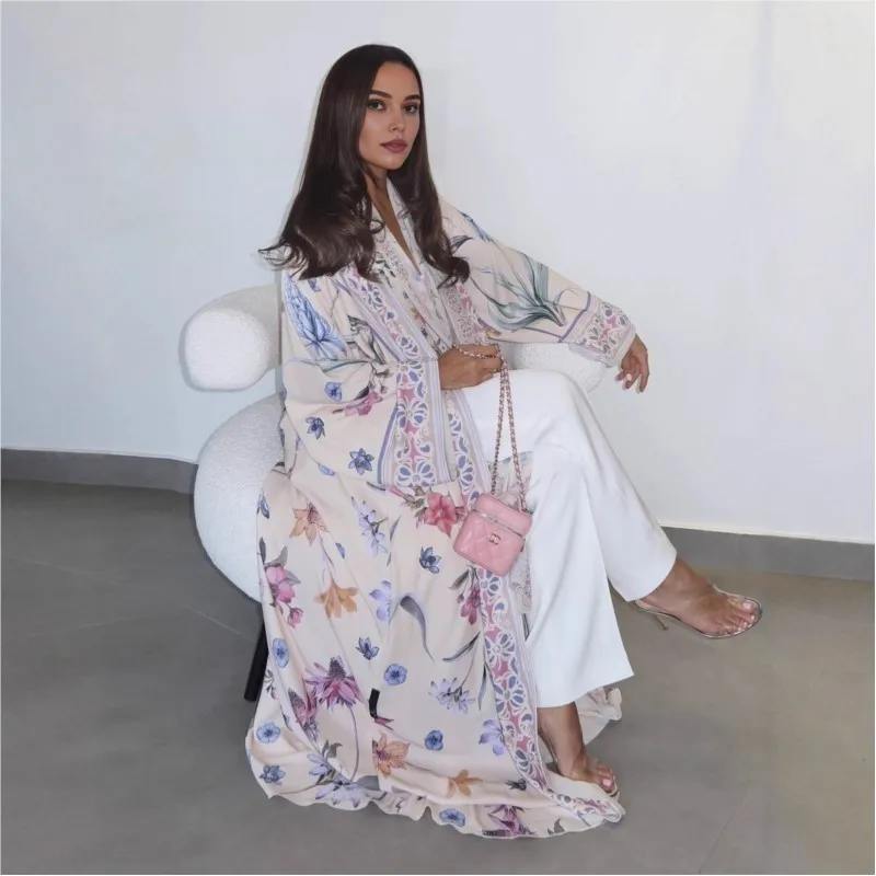 Women's Elegant Floral Print Long Open Cardigan And Scarf Two-Piece Set Eid Abaya Clothing Hijab Included Loose Islam Clothing
Women's Elegant Floral Print Long Open Cardigan And Scarf Two-Piece Set Eid Abaya Clothing Hijab Included Loose Islam Clothing