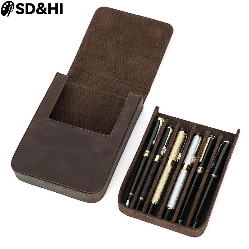 Vintage Genuine Leather Pen Box Case With 6 Slots Removable Pen Tray Holder Retro Pen Pouch Bags School Office Supplies
Vintage Genuine Leather Pen Box Case With 6 Slots Removable Pen Tray Holder Retro Pen Pouch Bags School Office Supplies