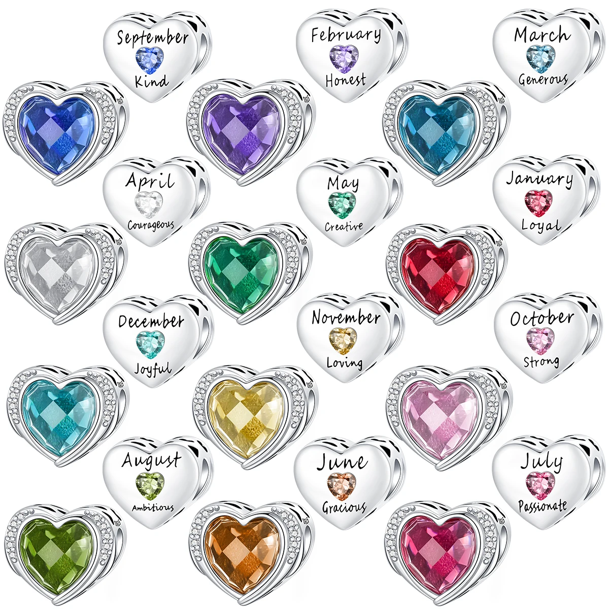 925 sterling silver Birthstone Color Birthday Love Zircon Series bracelet charm beads necklace Diy female jewelry
925 sterling silver Birthstone Color Birthday Love Zircon Series bracelet charm beads necklace Diy female jewelry