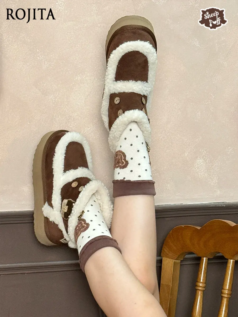 Lolita shoes girl Winter Fleece Cute Low-Cut Warm Snow Boots Faux Fur Brown Short Boots for Women
Lolita shoes girl Winter Fleece Cute Low-Cut Warm Snow Boots Faux Fur Brown Short Boots for Women