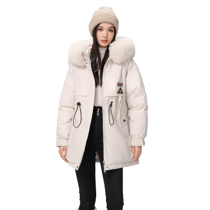 Drawstring Lady's Winter Parka Jacket Waist-cinching Luxury Fur Collar Padded Coat For Women Figure-flattering Female's Coat
Drawstring Lady's Winter Parka Jacket Waist-cinching Luxury Fur Collar Padded Coat For Women Figure-flattering Female's Coat