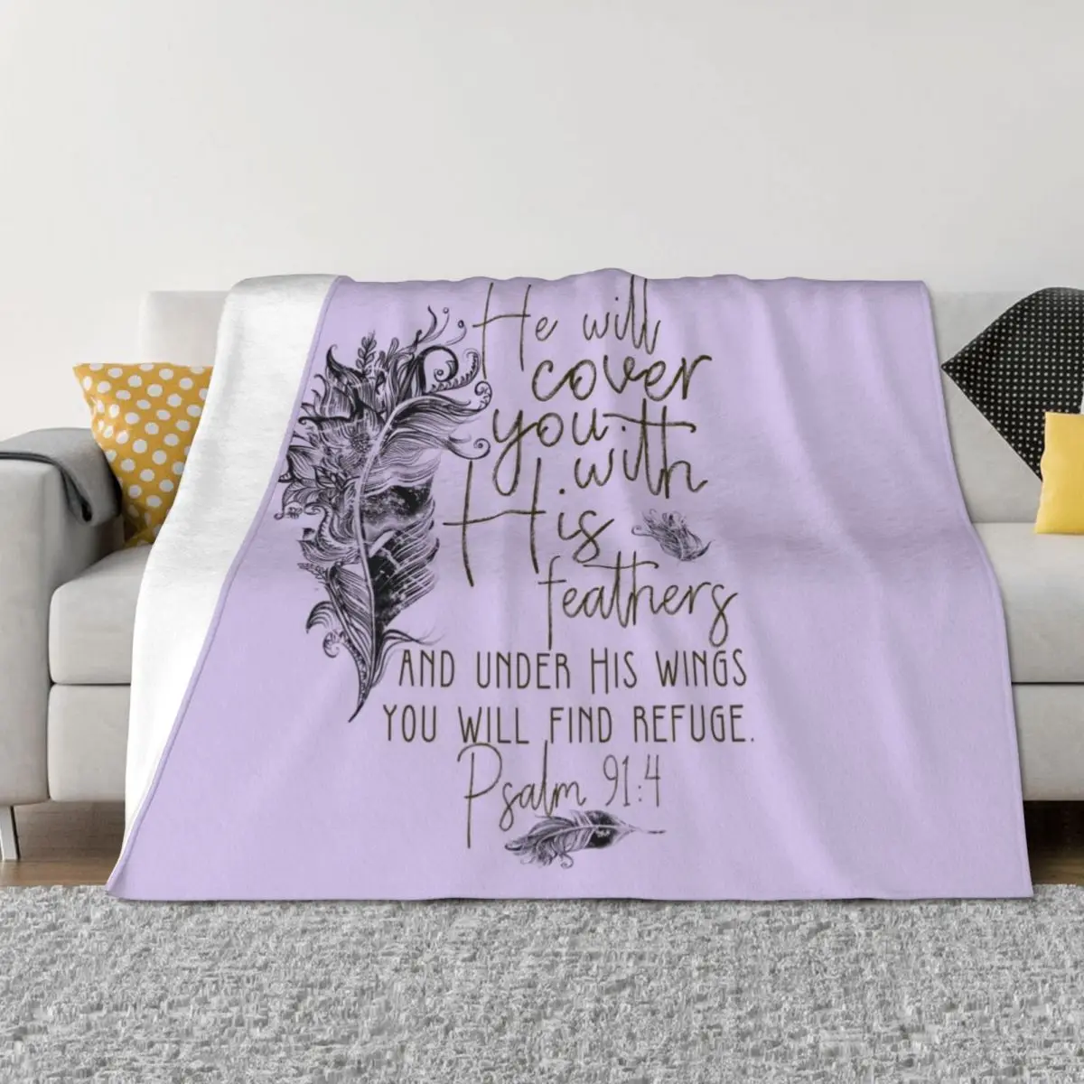 Psalm 91:4 Bible Scripture Feather Design Throw Blanket Softest Shaggy Thermals For Travel Soft Plush Plaid Blankets
Psalm 91:4 Bible Scripture Feather Design Throw Blanket Softest Shaggy Thermals For Travel Soft Plush Plaid Blankets