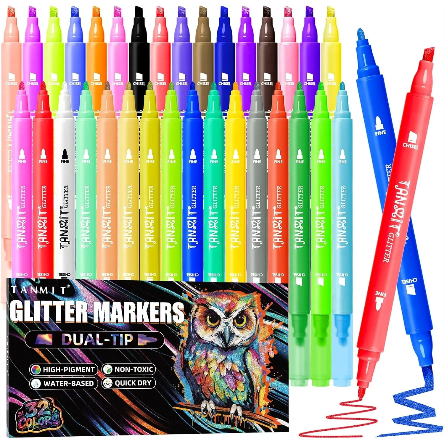 32 Colors Dual Tip Glitter Markers Set for Adults Coloring Books, DIY Crafts, Journals & Scrapbooking
32 Colors Dual Tip Glitter Markers Set for Adults Coloring Books, DIY Crafts, Journals & Scrapbooking