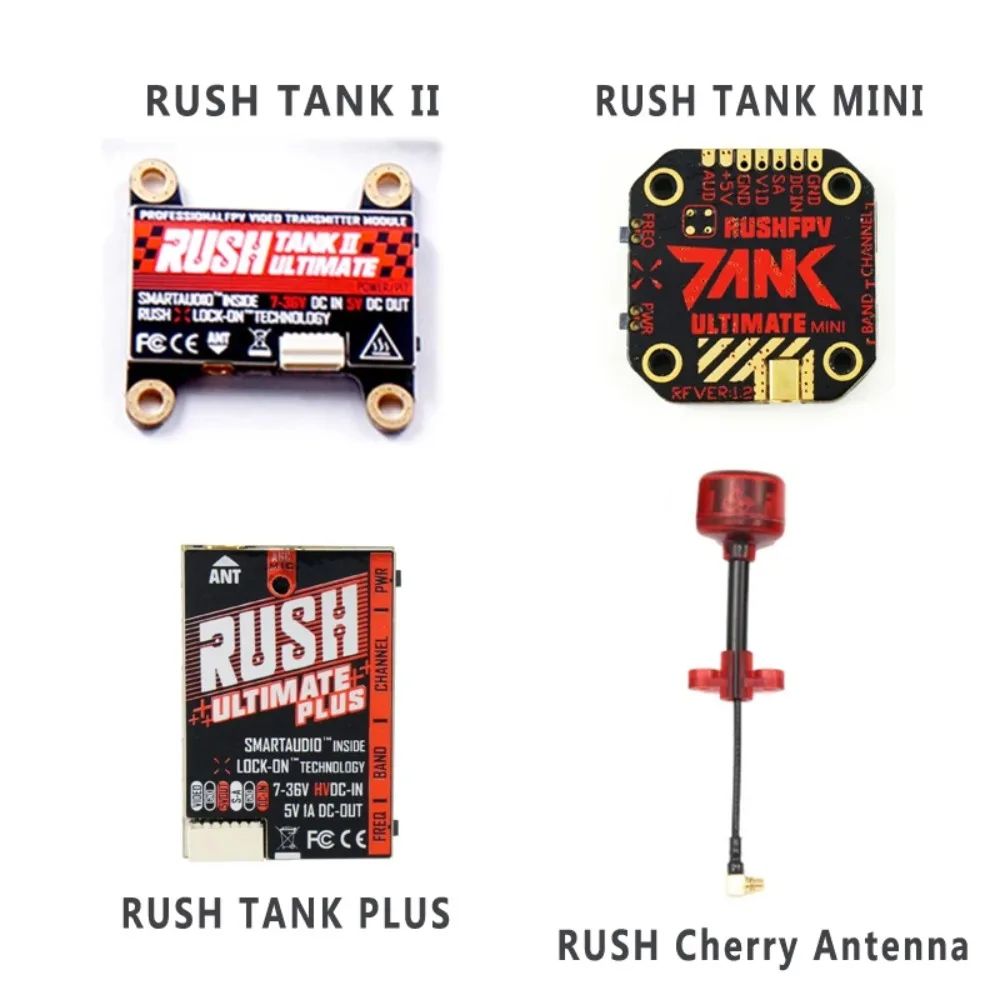 RUSH TANK Ultimate II/Mini/ PLUS/solo VTX 5.8GHz 48CH 2-8s 800mW/1.6W Video Transmitter cherry antenna for FPV Racing Drone
RUSH TANK Ultimate II/Mini/ PLUS/solo VTX 5.8GHz 48CH 2-8s 800mW/1.6W Video Transmitter cherry antenna for FPV Racing Drone