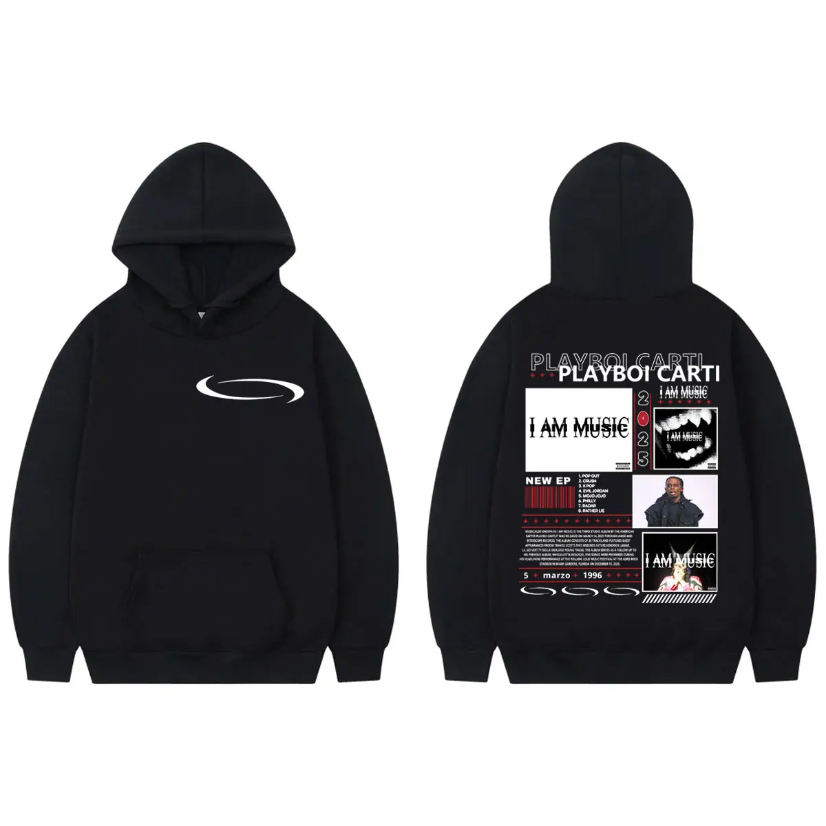 Rapper Playboi Carti Album Merch Hoodies I Am Music Double Sided Print Pullovers Men Women Clothing Fashion Hip Hop Sweatshirts
Rapper Playboi Carti Album Merch Hoodies I Am Music Double Sided Print Pullovers Men Women Clothing Fashion Hip Hop Sweatshirts