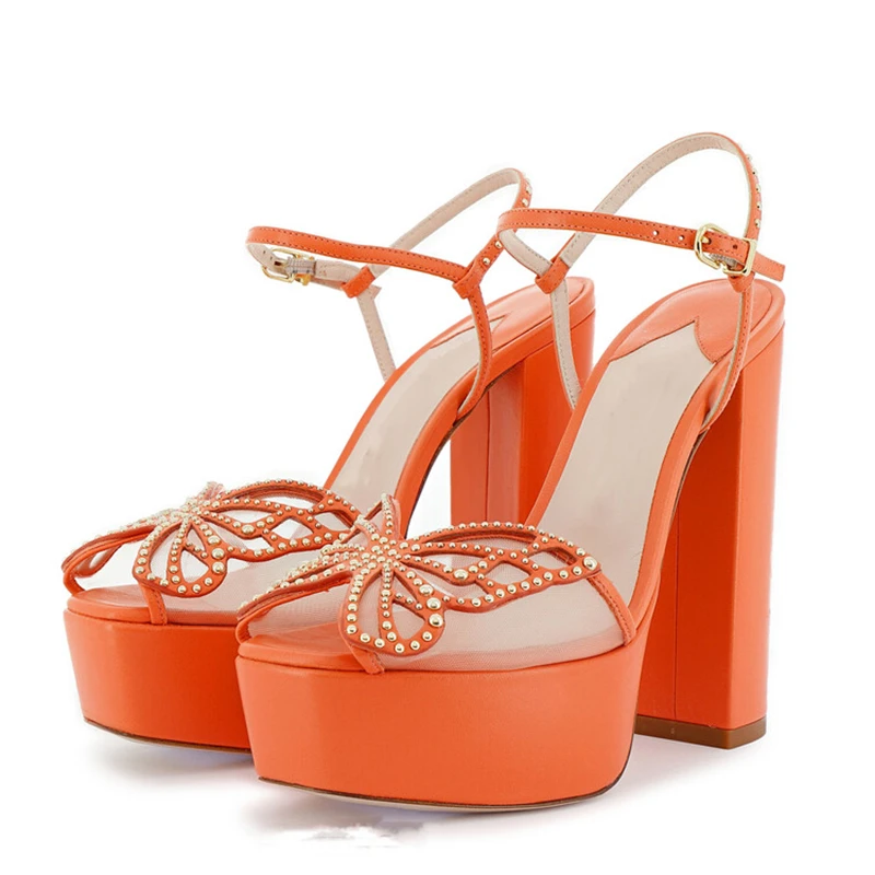 2022 Summer New Fashion Orange Platform Sandals Shoes Studs Butterfly Decor Ankle Strap Sandals Women Big Size 43
2022 Summer New Fashion Orange Platform Sandals Shoes Studs Butterfly Decor Ankle Strap Sandals Women Big Size 43