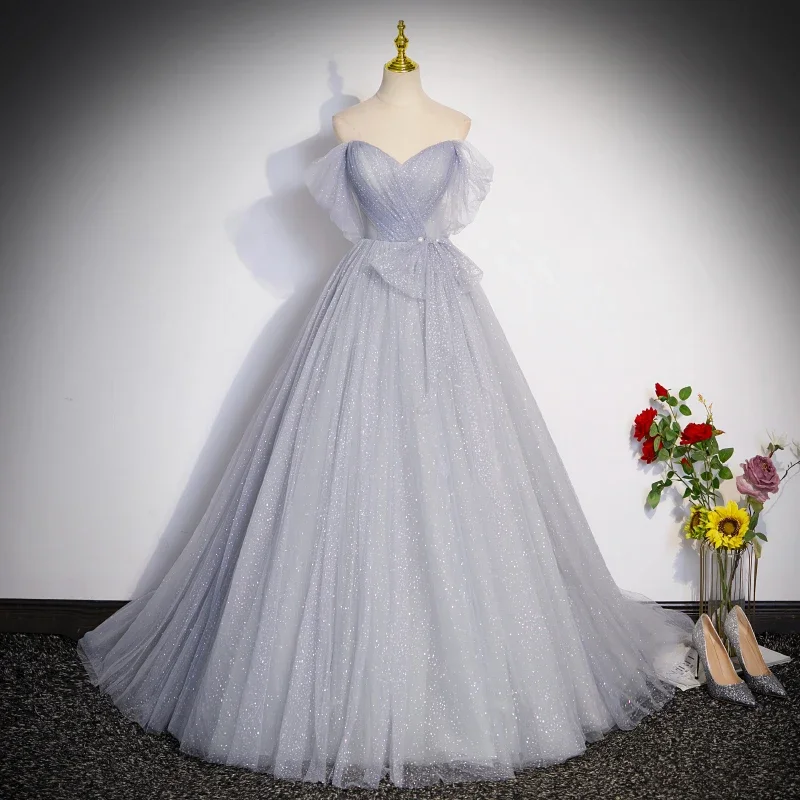 Customized Evening Dress Gray Tulle Off the Shoulder Bow Princess Floor Length Plus size Trailing Woman Party Formal Gown B2749
Customized Evening Dress Gray Tulle Off the Shoulder Bow Princess Floor Length Plus size Trailing Woman Party Formal Gown B2749