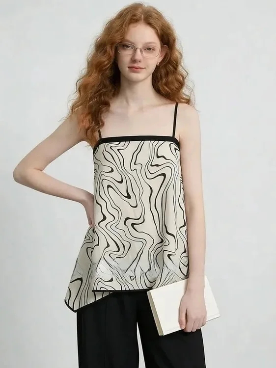 ZhuoZhi Summer 2026 Irregular Patterned Strap Vest Breathable Thin French Style Loose Fit Casual Workwear Printed Asymmetrical
ZhuoZhi Summer 2026 Irregular Patterned Strap Vest Breathable Thin French Style Loose Fit Casual Workwear Printed Asymmetrical