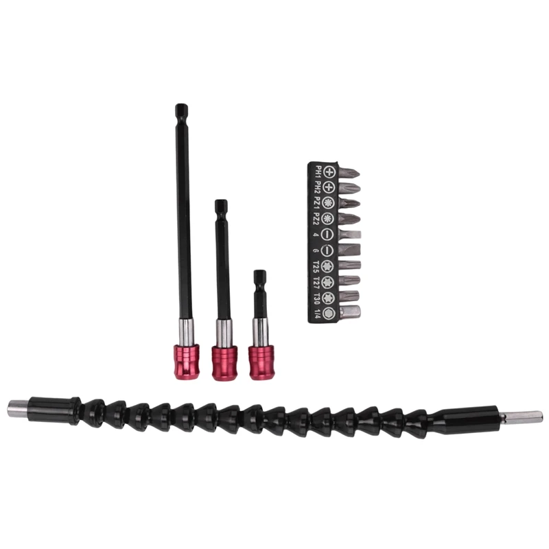 1Pcs Flexible Drill Bit Extension, 10 Pcs Screwdriver Bit Set, 3Pcs Quick Release Magnetic Drill Bit Holder Tool Kit
1Pcs Flexible Drill Bit Extension, 10 Pcs Screwdriver Bit Set, 3Pcs Quick Release Magnetic Drill Bit Holder Tool Kit