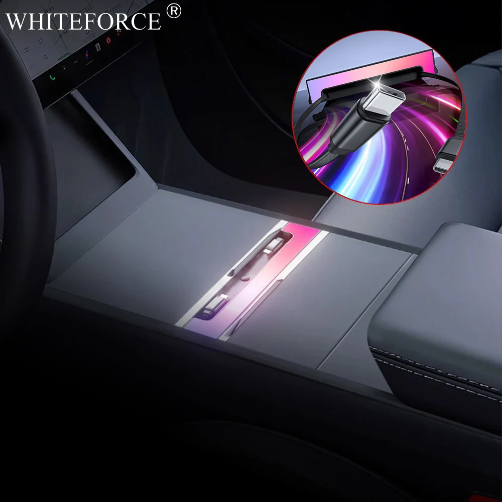 For Tesla Model Y Juniper Fast Charging USB Docing Station with Rainbow Light for Model 3 Highland Retractable Ambient Lighting
For Tesla Model Y Juniper Fast Charging USB Docing Station with Rainbow Light for Model 3 Highland Retractable Ambient Lighting