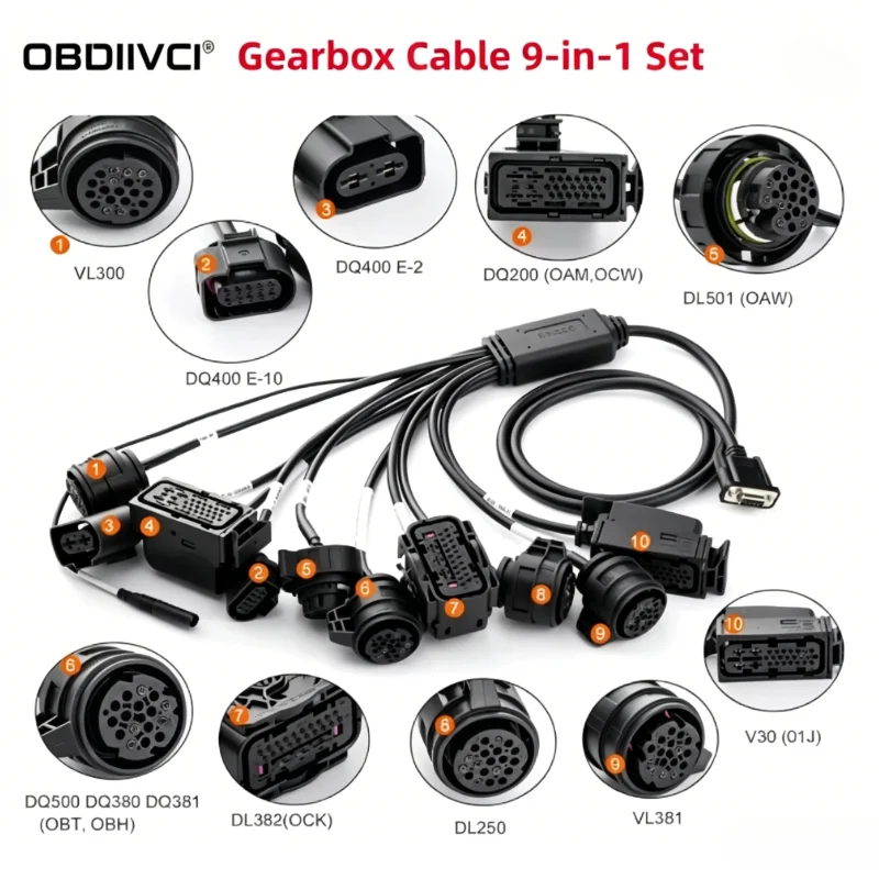 2025 OBDIIVCI for VAG DSG Gearbox 9in1 Set Adapter Cables Work for DQ200/ DL501/ VL300/ VL381/ DQ500/ DQ250/ DQ380
2025 OBDIIVCI for VAG DSG Gearbox 9in1 Set Adapter Cables Work for DQ200/ DL501/ VL300/ VL381/ DQ500/ DQ250/ DQ380