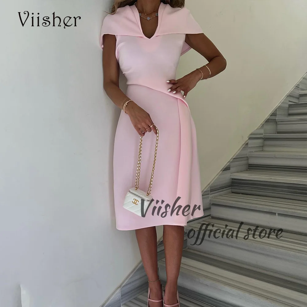 Viisher Baby Pink Satin Mermaid Evening Dresses Cap Sleeve V Neck Women Formal Dress Outfits Tea Length Dubai Prom Party Gown
Viisher Baby Pink Satin Mermaid Evening Dresses Cap Sleeve V Neck Women Formal Dress Outfits Tea Length Dubai Prom Party Gown