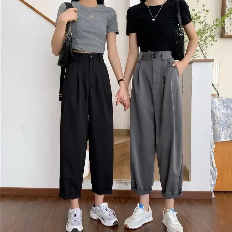 Fashion Loose Streetwear Women Wide Leg Pants Summer Elastic High Waist Suit Pants Retro Solid Black Female Trousers New S - 4XL
Fashion Loose Streetwear Women Wide Leg Pants Summer Elastic High Waist Suit Pants Retro Solid Black Female Trousers New S - 4XL